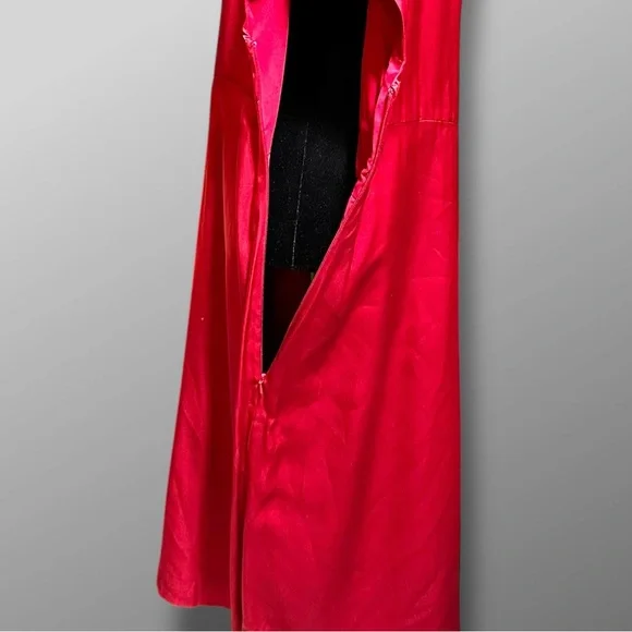 J. Peterman Red Silk Maxi Dress Sz 20 Sheath Short Sleeve Holiday NYE Party - Picture 4 of 9